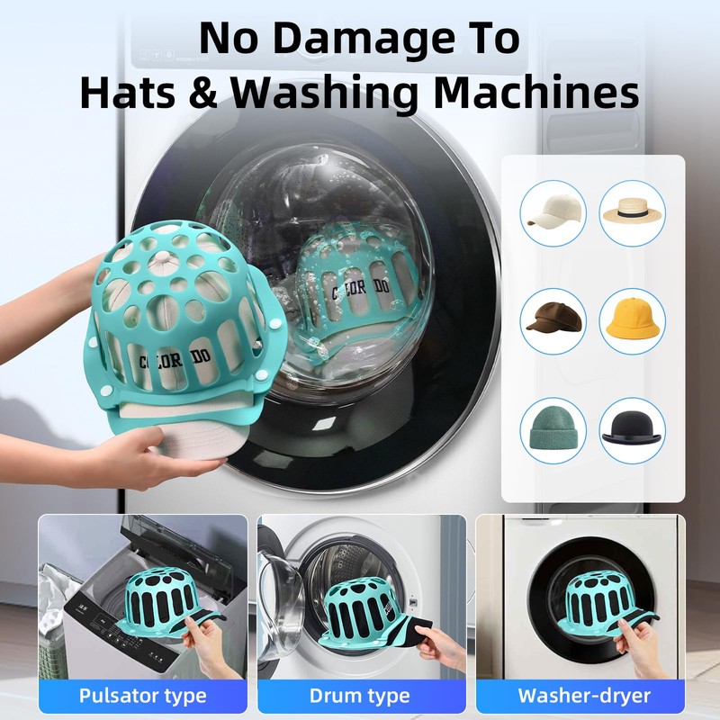 Blissfuhue Silicone Hat Washer Cage Hat Cleaner for Baseball Caps,
