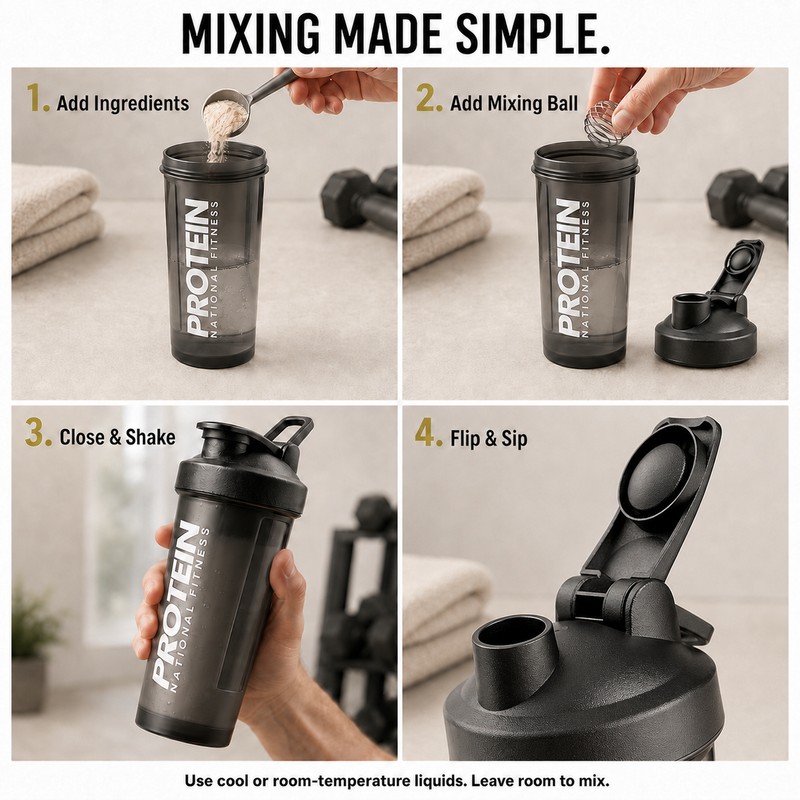 Protein Shaker Bottle, 600 mL Mixing Cup with Mixing Ball,
