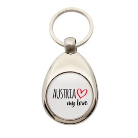 huuraa Austria My Love Keyring Size for All Who Love Austria Gift Idea for Friends and Family, metal