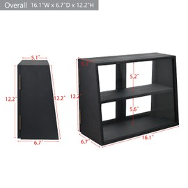 MOOCA Tempered-Glass Wood Display Case with Double Doors, Adjustable 2-Level Collection Display Case for Mini Funko Pop Figures, Bakery Pastry Container, Jewelry Organizer Storage, Black Color