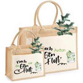 AMBERGER DESIGN by A&M Osterhage amd Jute-Tasche GIn-Geschenk - Nach mir die Gin-Flut personalisiert Geschenk-Tasche Jute-Tasche Nachhaltig Ginfreunde | Größe S