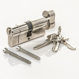 High Security TS007 1 Star Thumbturn Euro Cylinder Lock, British Standard, Insurance Approved Barrel Lock and Key Sets. UPVC Door Locks. (50mm Internal x 50mm External (100mm Total)), Chrome