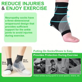 KHACHVA 2Pairs Compression Socks For Women & Men, Foot Neuropathy Socks, Nano Neuropathy Socks Dr - Sock Soothers For Neuropathy Sleep Socks, Comprex Ankle Brace Sleeves