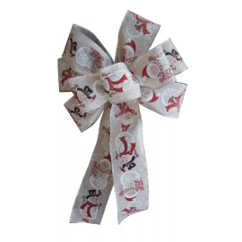 Dogwood Farm Market Snowman Wired Wreath Bow -10" across- Handmade -Natural Christmas Winter Holiday