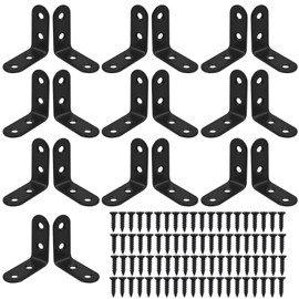 Volumoon Pack of 20 Angle Connectors, Stainless Steel, 90 Degree Angle Brackets, 40 x 40 mm, Metal Angle Shelf Bracket, L-Shape Corner Bracket with 80 Screws for Furniture, Table, Chair, Bookshelf,