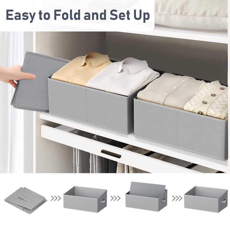 DIMJ Closet Storage Bins 8 Pack - Fabric Storage Baskets