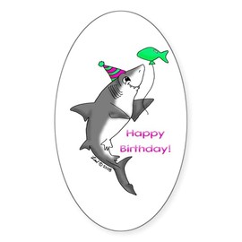 CafePress Birthday Shark Oval Sticker Oval Car Bumper Sticker