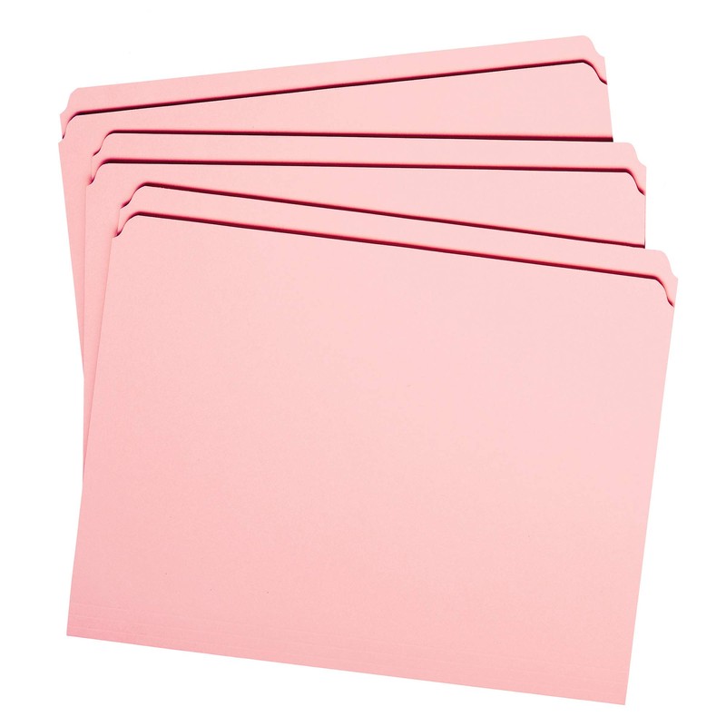 Smead File Folder, Straight-Cut Tab, Letter Size, Pink, 100 per
