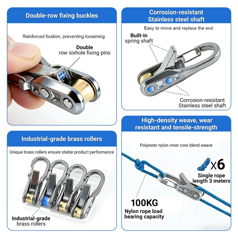 Rope Tightening Tool & Tensioner, 8 Pack Stainless Steel Cord