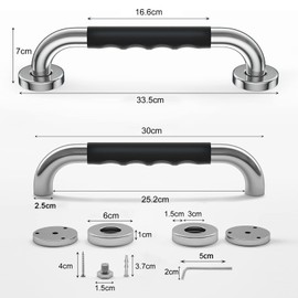 Barras de Seguridad para Baño, 2 Pack Pasamanos para Baño Silicona Antideslizantes, Barras Agarradera de Seguridad Acero Inoxidable, Soporte de Brazo para Discapacitados, Ancianos, Niños, Embarazadas