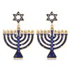 NLCAC Hanukkah Menorah Earrings Blue Hanukkah Festive Menorah Drop Dangle