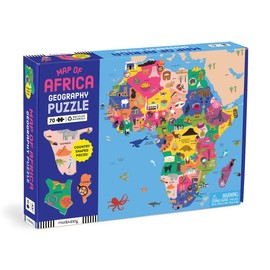 Mudpuppy 9780735376731 Map of Africa – 70 Geography Puzzle with Country-Shaped Pieces and Colorful Illustrations of Iconic Landscapes Cultural Items and More for Children Ages 5 and Up, Multicolour