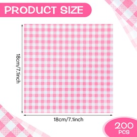 200Pcs Fresh Paper, Deli Paper Sheets, 7.1 × 7.1 Inch Wax Paper Sheets for Food, Pink Wax Paper for Food Basket Liners, Greaseproof Sandwich Fresh Paper Wraps, Food Paper Sheets for Baskets, Trays