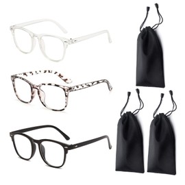 Pack of 3 Blue Light Glasses, 3 Pieces Glasses Bag, Children's Blue Light Glasses for Girls, Anti-Glare Glasses, Blue Blocker Glasses, Computer Screen Glasses with Anti-Glare