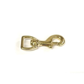 Solid Brass Swivel Trigger Hook/Clips Heavy Duty Square Ended x1 for 16mm Dog Leads, Webbings, Leather, Horse Reigns (16mm)