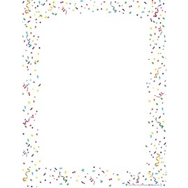 SHAPES ETC. 50 Sheets Confetti Designer Paper 8.5in x 11in Celebrations Birthday Invitations Party Invites Newsletters Flyers Writing Activities Letters Classroom Celebration Computer Paper