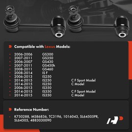 A-Premium 2 x Rear Sway Bar Links Stabilizer Bar Links, Compatible with Lexus GS300 2006, GS350 2007-2011, GS430 2006-2007, GS450h 2007-2011, GS460 2008-2011, IS F 2008-2014, IS250/IS350 2006-2015