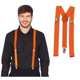 Neon orange suspenders