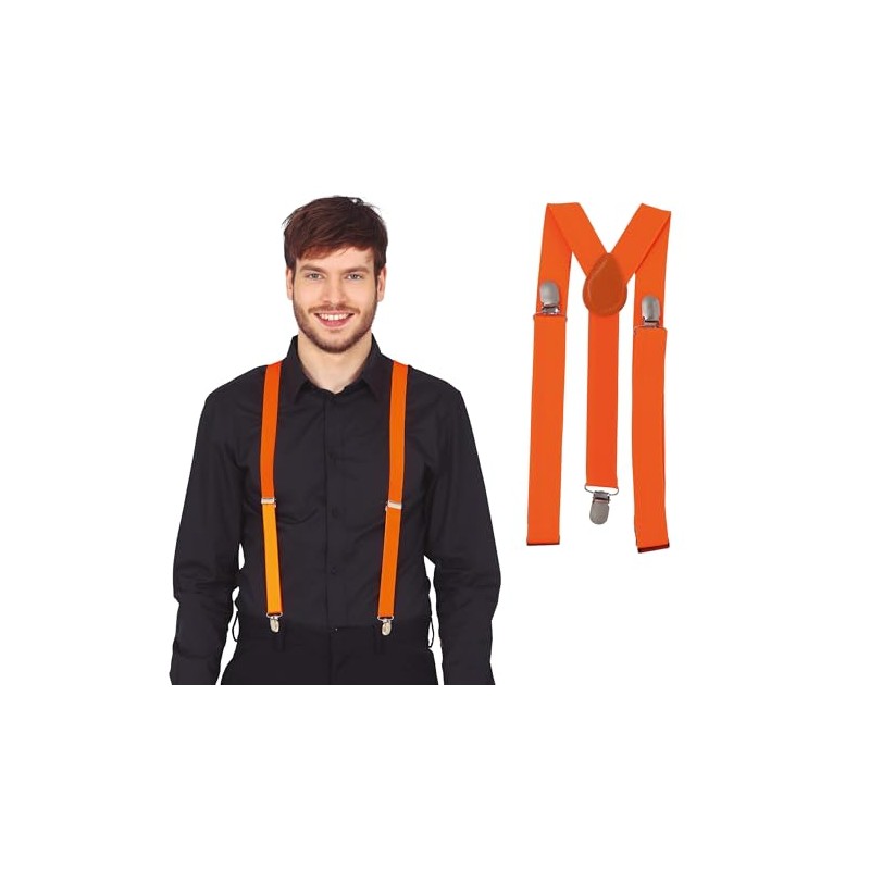 Neon orange suspenders