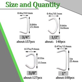 Ruibapa Hog Rings Assortment Kit Professional Upholstery 1" 1/2" 3/4" 3/8"Galvanized Hog Rings Installation Assortment Kit for Animal Pet Cages、Ropes、Meat Bags& Sausage Casings、Furniture Upholstery