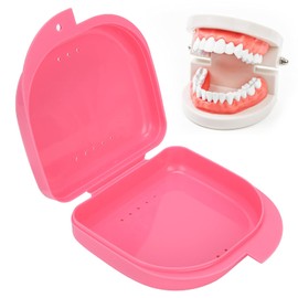 Caja Protectora Para Dentadura Caja Dental Caja Contenedora De Almacenamiento Caja Retenedor Dental Estuche De PláStico Para Retenedores De Dentaduras[Rosado]