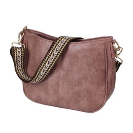 FuninCrea Women Shoulder Bag PU Leather Waterproof crossbody bags for Women, Cross Body Bag Women Large Capacity Handbags with Detachable and Adjustable Wide Shoulder Straps (Pink)