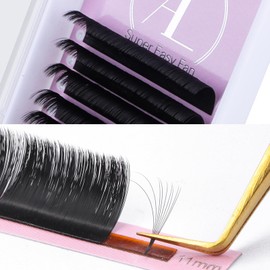 ALLOVE Eyelash Extension Super Easy Fan Volume Lash Extensions 0.1mm D Curl 8-15mm Mixed Tray Rapid Blooming Volume Lashes Self Fanning Lash Extension Supplies