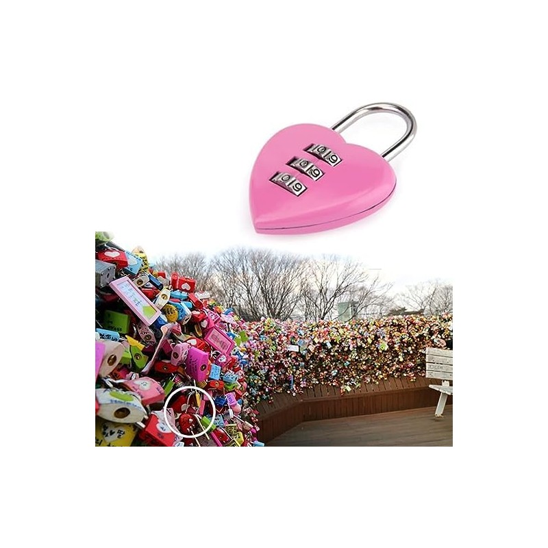 2 PCS Pink Love Heart Shape Combination Padlock for Girls