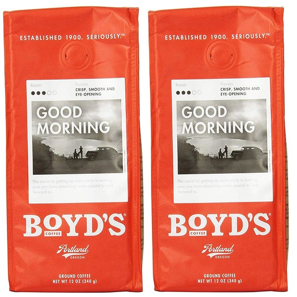 Boyd's Coffee, Ground Coffee, Good Morning, 12oz Bag (Pack of 2)