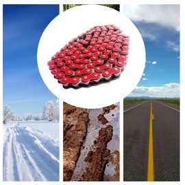 DREAM MOTION Motorcycle 420 Chain 108 Links Anti-Rust Coating Drive Chain Powersports Parts for Honda Apollo Yamaha 50cc ~ 150cc SSR ATV Street Bike All-Road Dirt Pit Bike Accessories (Red)