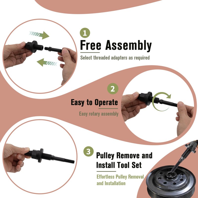 TOPEMAI Power Steering Pump Pulley Removal Tool, Pulley Puller Tool,