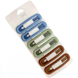 6 Pcs 2.5 Inch Matte Metal Snap Hair Clips Grips Hair Barrettes Rectangle BB Clips Pins for Girls, Women, Hair Accessories, keep loose hairs bangs and flyaways away from face (Blue-Green Set)