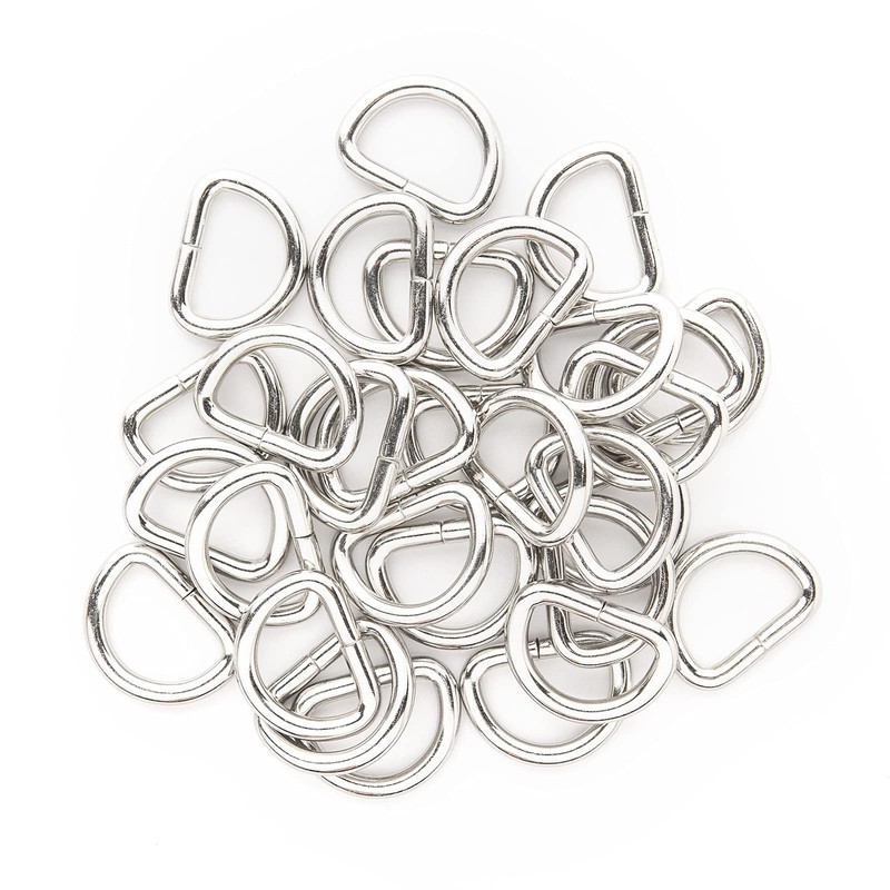 TAIYOU Pack of 30 Metal D-Rings Half Rings Silver D-Rings