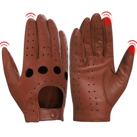 Harssidanzar Women's Leather Driving Gloves Dress up Touchscreen Gloves Lambskin Unlined Women Car Driving Gloves GL009CAB,Cognac,Size S