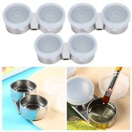 Joyzan Stainless Steel Palette Cup, Portable Double Dipper with Lid Art Oil Pot Artists Clip Cup Container Large Mouth Turpentine Solvent Mixing Can for Painting Watercolor Craft Drawing Supplies