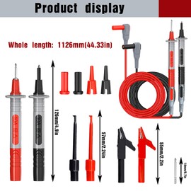 Multimeter Test Leads, Pack of 8 Measuring Tips for Multimeter, Multimeter Cable, Test Probes, Crocodile Clips and Mini Hooks, Test Leads for Multimeter Kit for Multimeter Clamp Meter