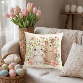 HLCYGJIN Easter Pillow Covers 18x18 inch Happy Easter Hunny Bunny Throw Pillow Covers Bunny Spring Cushion Case for Sofa Couch Bedroom Holiday Festivals Home Decor 11