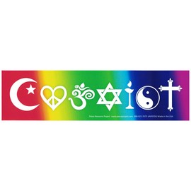 Coexist Interfaith Rainbow Religious Symbols Peace Anti-War Large Car Bumper Sticker Locker Skateboard Window Decal (Large)