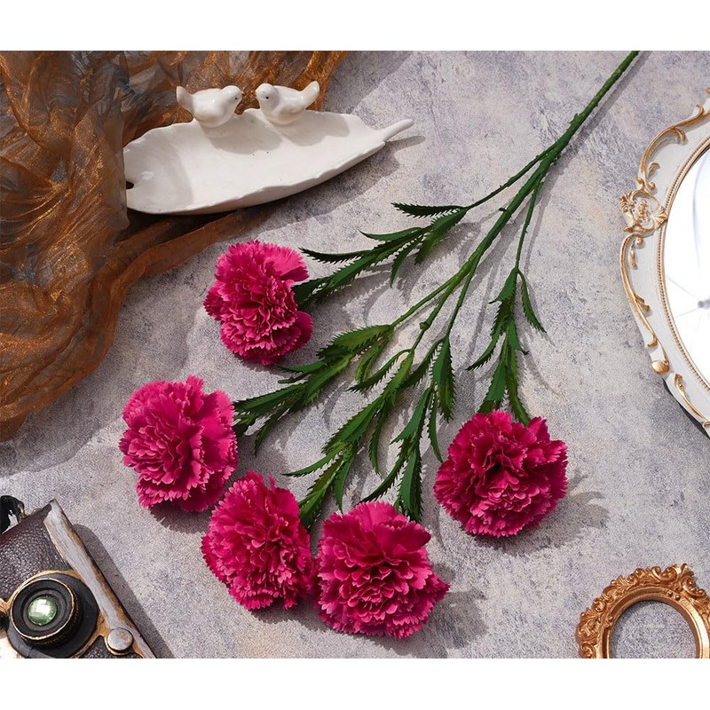 IPOPU 30 Heads Carnations Artificial Flowers 6PCS Silk Carnations 27.56in