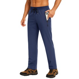 Forik Workout Pants for Men Lightweight Water Resistant Elastic Waist Quick-Dry Outdoor Sweatpants with Zipper Pockets Navy