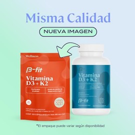 B-FIT B Vitamina D3 + K2 - Suplemento con D3 Colecalciferol y K2 Menaquinona - Cápsulas con Aceite de Linaza y Girasol - Fórmula sin Gluten ni Azúcare