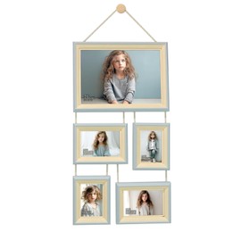 INFRAMART Collage photo frames for hanging on the wall, picture frames for boys, girls, gallery wall frame, wall mount. (Light Blue w/Beige, 12X8 w/4RX2+3RX2)