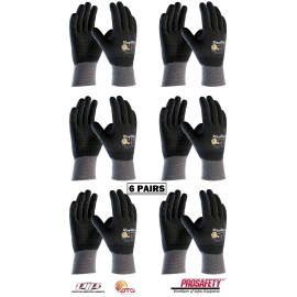PIP 34-846 ATG MaxiFlex Micro Foam Nitrile Grip WORK GLOVES Dotted Palms 6 PAIR - XLarge