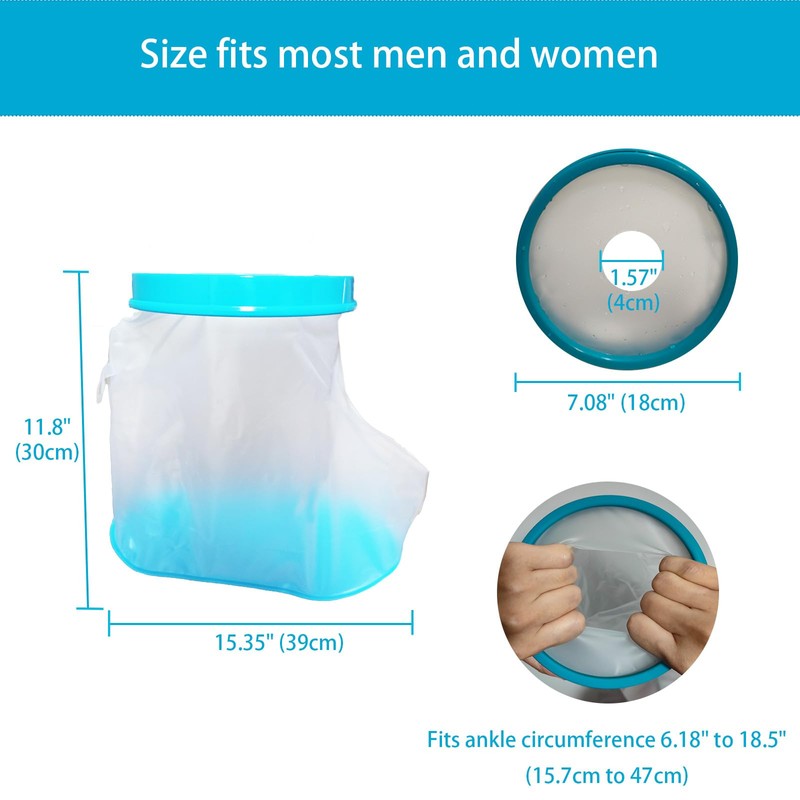 Tideshake Non‑Slip Waterproof Foot Cast Cover for Showering, Reusable Adult