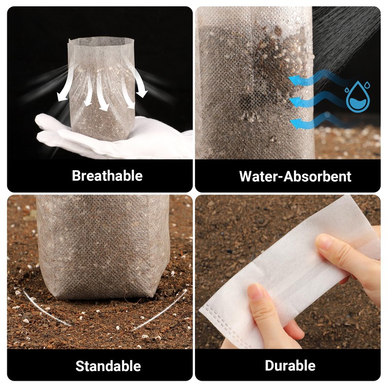 ENPOINT Fabric Plant Grow Bags - 200pcs Seedling Pots 5.5x6.3