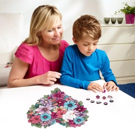 Ruikiyart Wooden Puzzles for Adults, Flower Heart Jigsaw Puzzles 200 Pieces, Unique Shapes Liberty Jigsaw Puzzles, Beautiful Gift for Adult and Kids, 11.2 x 10.7 Inches, Medium Size