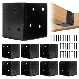 Rasugarlary 4 Pcs Deck Railing Brackets Connectors for 4"x4", 4"x6" Railing Wood Post, Heavy Duty Mounting Joist Hanger Brackets with Screws, Black