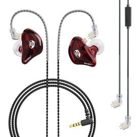 BASN in Ear Monitor Headphones for Musicians Audiophiles Drummers, Bsinger Pro Noise Isolating Earbuds with Dual Driver Dynamic Crystal Clear hifi Sound quality music ,Hi-Fi Stereo Earbuds,Headset Electronic ,hyundai earbuds - Color: Pro Clear Red -2Pin