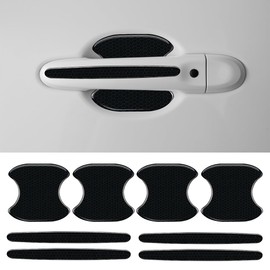 LHDOS 8PCS Car Door Handle Cup Scratch Protector - Reflective Sticker - Anti-Scratch Paint Cover - Black Rubber - Universal Fit