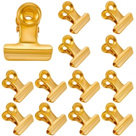 CRASPIRE 35Pcs Gold Bulldog Clips Binder Stainless Steel Metal Hinge Mini Clips Corkboard Hanging Pictures Paper Holder Organizers for Food Bags Photo Crafts Art File Clamps Office Home Kitchen(0.9in)